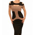 Mocha and Black Slashed Front Dress