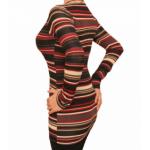 Red and Black Striped Fine Knit Jumper
