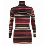 Red and Black Slashed Roll Neck Jumper