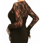 Black Lace Bell Cuff Clingy Top