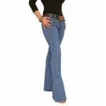 Blue Ribbed Super Stretchy Flared Jeans