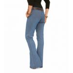 Blue Ribbed Super Stretchy Flared Jeans