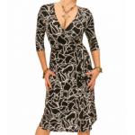 Black and White Squiggle Print Wrap Dress