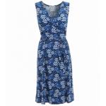 Blue Floral Print Sleeveless Wrap Dress