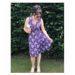 Purple Floral Print Sleeveless Wrap Dress