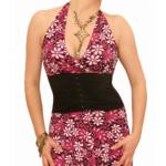 Pink Floral Print Corset Style Halter Dress