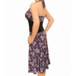 Purple Floral Print Corset Style Halter Dress