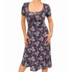 Purple Floral Print Tea Dress