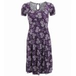 Purple Floral Print Tea Dress