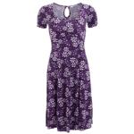 Purple Floral Print Tea Dress