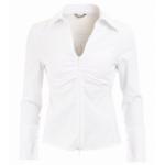 White Zip Up Fitted Stretchy Shirt