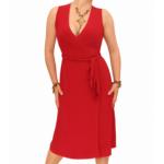 Red Sleeveless Wrap Dress