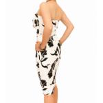 White and Black Floral Fully Lined Bustier Dress