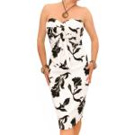 White and Black Floral Fully Lined Bustier Dress
