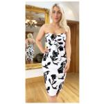 White and Black Floral Fully Lined Bustier Dress