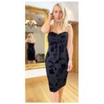 Black Fully Lined Floral Bustier Dress
