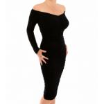 Black off the Shoulder Ruched Dress