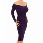 Purple off the Shoulder Ruched Dress