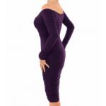 Purple off the Shoulder Ruched Dress