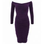 Purple off the Shoulder Ruched Dress