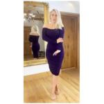 Purple off the Shoulder Ruched Dress