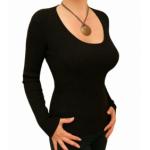 Black Ribbed Scoop Neck Jumper