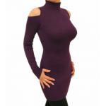 Purple Cold Shoulder Polo Neck Jumper