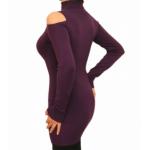 Purple Cold Shoulder Polo Neck Jumper