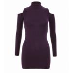 Purple Cold Shoulder Polo Neck Jumper