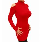 Red Cold Shoulder Polo Neck Jumper