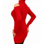 Red Cold Shoulder Polo Neck Jumper