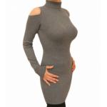 Grey Cold Shoulder Polo Neck Jumper