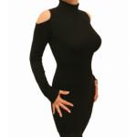 Black Cold Shoulder Polo Neck Jumper