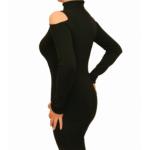 Black Cold Shoulder Polo Neck Jumper