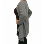 Grey Ribbed Waterfall Cardigan