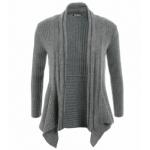 Grey Ribbed Waterfall Cardigan