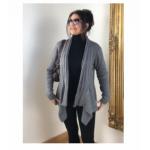 Grey Ribbed Waterfall Cardigan