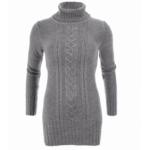 Grey Cable Knit Long Jumper