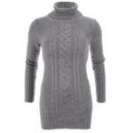Grey Cable Knit Long Jumper