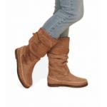 Taupe Suede Effect Stitch Detail Boots