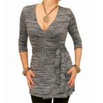 Grey Marl Knitted Wrap Top