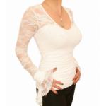 Ivory Lace Bell Cuff Clingy Top