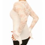 Ivory Lace Bell Cuff Clingy Top