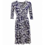 Navy and Ivory Print Wrap Dress 