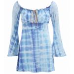 Blue Tie Dye Gypsy Style Bell Sleeve Top