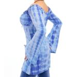 Blue Tie Dye Bohemian Style Bell Sleeve Top