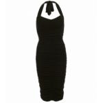 Black Ruched Halter Neck Dress