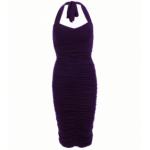 Dark Purple Ruched Halter Neck Dress