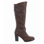 Brown Biker Style Buckle Detail Boots