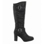 Black Biker Style Buckle Detail Boots